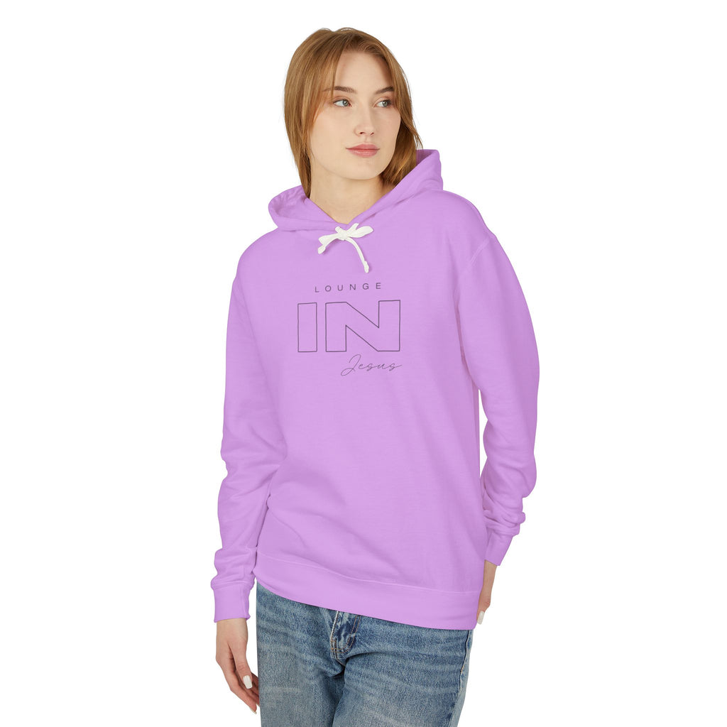 Lounge IN Jesus Unisex Lightweight Hooded Sweatshirt
