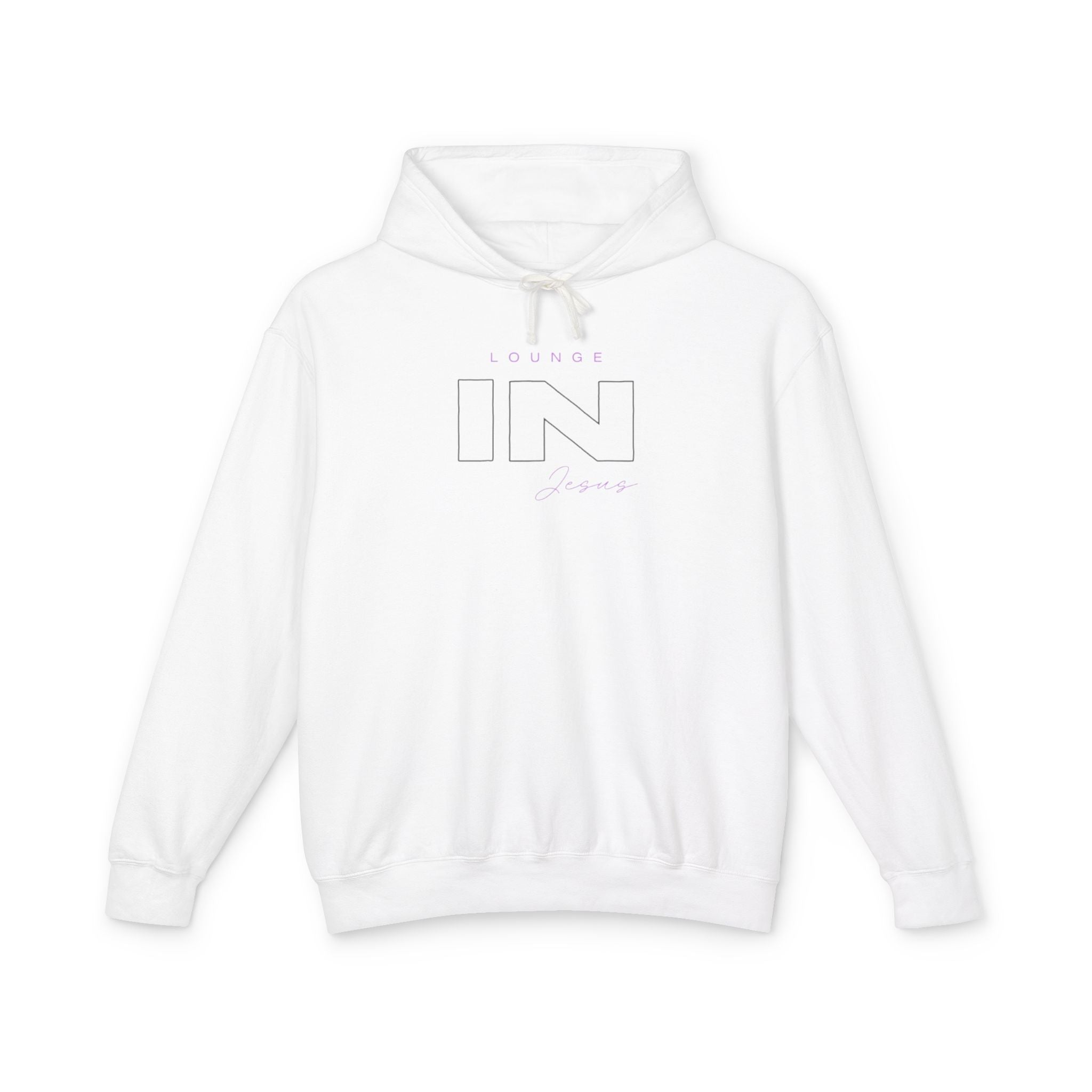 Lounge IN Jesus Unisex Lightweight Hooded Sweatshirt